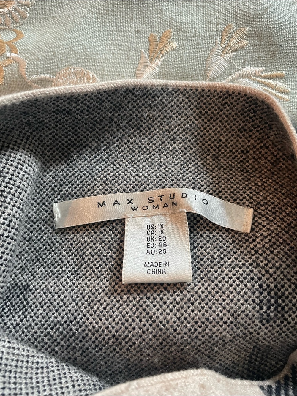 Max Studio Woman Black, Brown and White Knit Funnel Neck Sweater - Picture 10 of 12